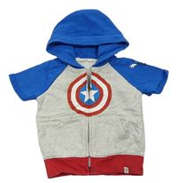 Šedo-modrá tepláková propínací vesta s kapucí - Captain America 