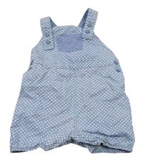 Světlemodré kostkované plátěné laclové kraťasy s výšivkou Mothercare