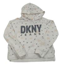 Bílá mikina s hvězdami a kapucí DKNY