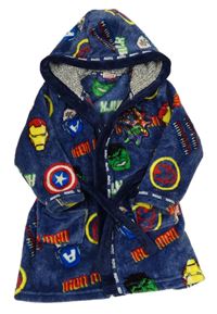 Tmavomodrý chlupatý župan s kapucí - Avenger Marvel