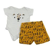 2set - Bílé body s šelmou + kraťasy s nápisy Nutmeg