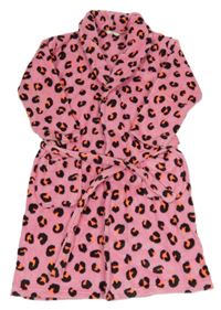 Růžovo-černo-neonový leopardí chlupatý župan M&S