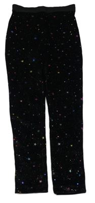 Černé sametové třpyivé legíny s hvězdami Dunnes