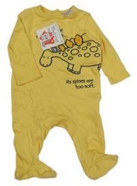 Nové - Žlutý overal s dinosaurem a nápisem 
