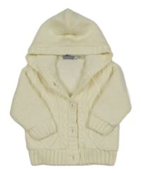 Smetanový propínací podšitý svetr s kapucí Lupilu