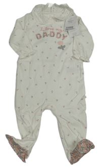 Nové - bílý květovaný overal s nápisem a límečkem Next