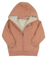 Starorůžová zateplená propínací mikina s duhou a kapucí George