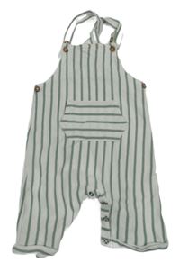 Bílo-zelené pruhované žebrované laclové kraťasy s kapsou George