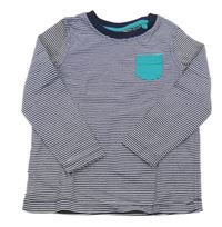 Bílo-tmavomodré pruhované triko Lupilu