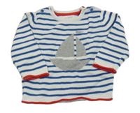 Bílo-modrý pruhovaný lehký svetr s lodí Next