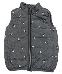 Tmavošedá melírovaná šusťáková zateplená vesta s Mickeym H&M
