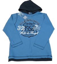 Nové - Modré triko s nápisem a kapucí Dopodopo