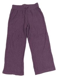 Fialové úpletové žebrované kalhoty H&M