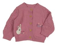 Růžový propínací svetr s králíčkem Nutmeg 