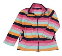 Růžovo-barevná pruhovaná propínací fleecová mikina Lupilu
