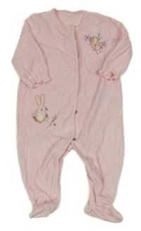 Světlerůžový sametový overal s kytičkami Next