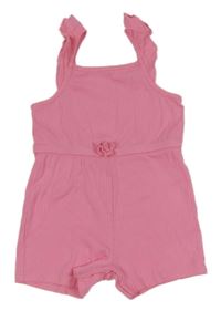 Růžový žebrovaný kraťasový overal Primark