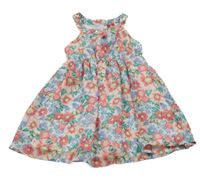 Bílo-modro-červené květované šifonové šaty Kiki&Koko