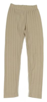 Světlebéžové žebrované lehké úpletové kalhoty Shein