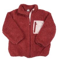 Rubínová huňatá podšitá bunda s kapsou Dopodopo