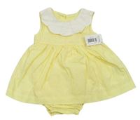 2set - Žluté plátěné šaty s límečkem + kalhotky Matalan