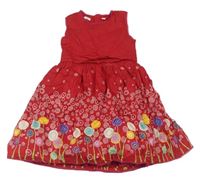 Malinové plátěné šaty s kytičkami Emoi