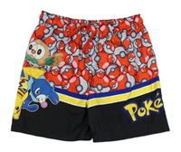 Červeno-černé plážové kraťasy s Pokémony George 