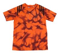 Neonově oranžovo-černé funkční sportovní tričko Adidas