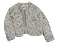 Bílo-barevný vzorovaný pletený cardigán 