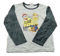 Šedo-tmavošedá sametová mikina s pejsky - Tlapková patrola 