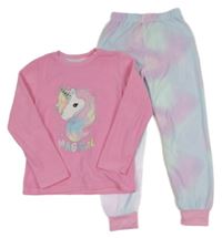 Růžovo-barevné fleecové pyžamo s jednorožcem Primark