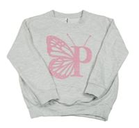 Šedá melírovaná mikina s motýlem Awdis