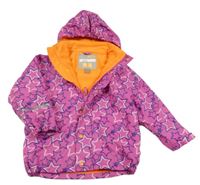 Růžová nepromokavá jarní bunda s hvězdičkami a odepínací kapucí Caretec