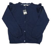 Nové - Tmavomodrý propínací svetr s volánky Primark