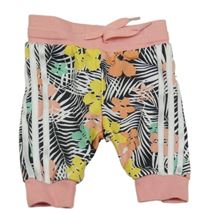 Bílo-broskvové tepláky s květy Adidas