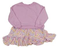 Růžovo-bílé teplákovo/lehké šaty s kytičkami Dunnes