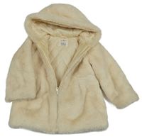 Smetanový kožešinový zateplený kabát s kapucí Matalan