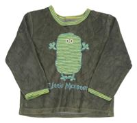 Khaki sametová mikina s příšerkou 