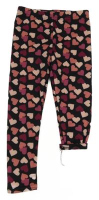 Černé zateplené legíny se srdíčky 
