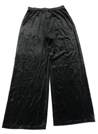 Černo-stříbrné sametové culottes kalhoty Next 