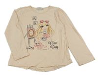 Broskvové triko s holčičkou LC Waikiki