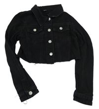 Černá crop riflová bunda Shein