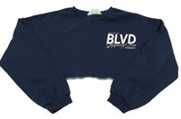 Tmavomodrá crop mikina s nápisem H&M