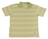 Smetanovo-limetkové pruhované polo tričko Sinsay 