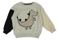 Šedo-černo-smetanová mikina s drakem George 