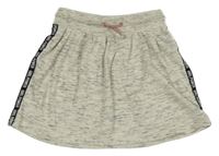 Smetanovo-šedá melírovaná tepláková sukně s nápisy Y.F.K.