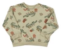 Béžová oversize mikina s krokodýly Dunnes