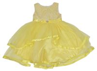 Žluté tylové šaty se stuhou Sunny Fashion