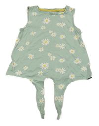 Mátový kytičkovaný crop top s uzlem Vertbaudet 