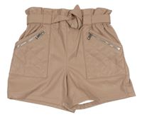 Starorůžové koženkové kraťasy s páskem River Island